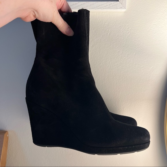 Prada Suede Wedge Booties Size 36 Black - Picture 2 of 5